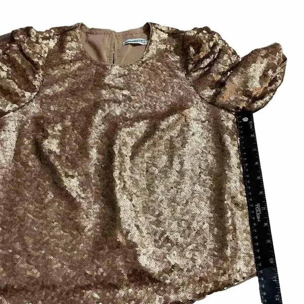 Abercrombie Classic Party Top Sequin Bling Y2K Ruched Sleeve Button‎ Back XS - Image 4