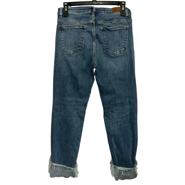 Judy Blue Straight Fit Jeans 7/28 Distressed Cuffed Hem Mid Rise‎ Denim - Image 2