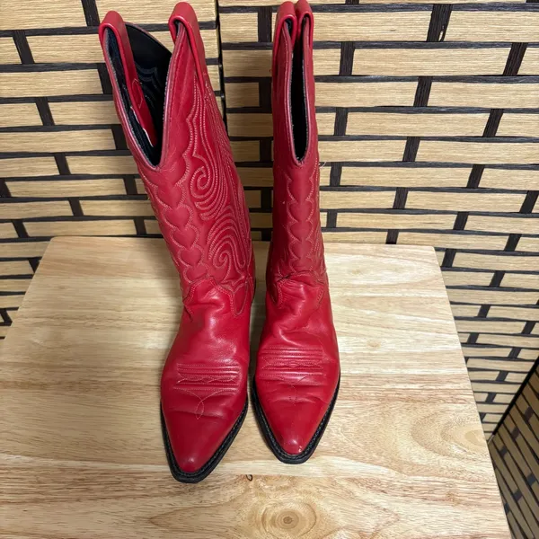 Vittorio Ricci Red Western‎ Cowgirl Boots Size 5 - Image 3