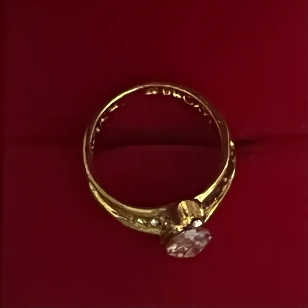 &merci Gorgeous Stainless Steel Golden w/ Cubic Zirconia Gemstones Statement Ring S 7 - Image 3