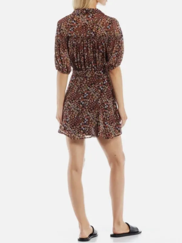 Free People Bonnie Mini Dress Medium Dusk Combo‎ NWT Floral Ruffle Smocked Boho - Image 3