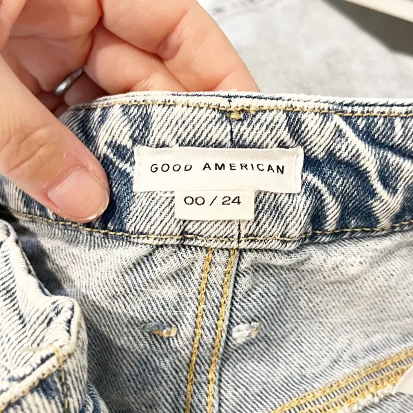 Good American Good Heritage Mid Rise Straight Leg Distressed Jeans Blue 00 - Image 3