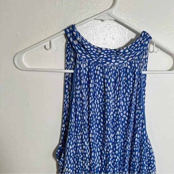 Pinch Women's Size Small Sleeveless High Neck Maxi Dress Blue White Dots Elastic - Image 7