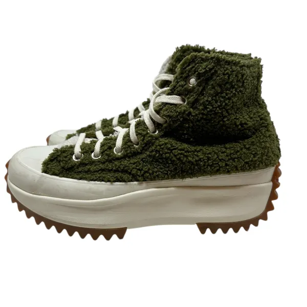 Converse Run Star Hike‎ High Sherpa Platform Sneakers Green Faux Fur Size US 8.5 - Image 12