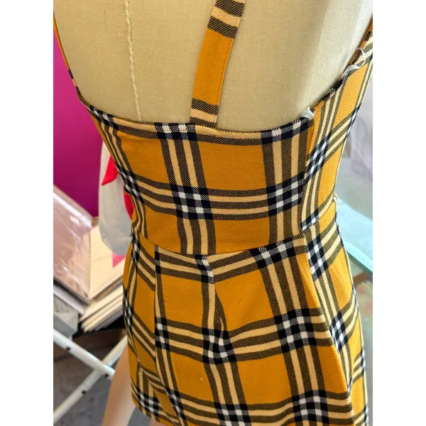 No‎ Boundaries Yellow Plaid Skort Romper O-Ring Straps Small 3-5 - Image 6