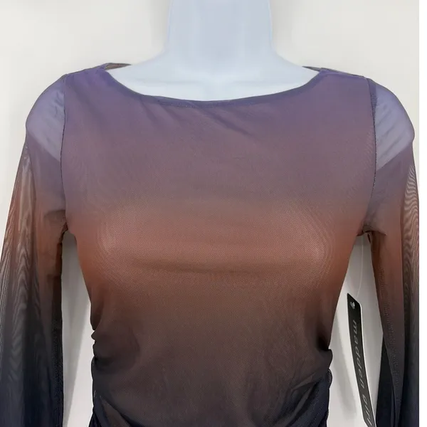 Madden Girl Sheer Mesh Ombre Top Sz S Y2K Ruched Indie NWT Going Out Festival - Image 3