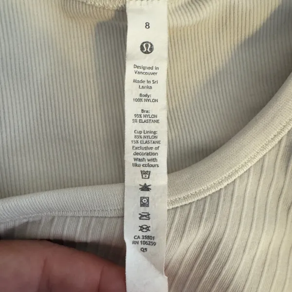 1622 | Lululemon‎ Ebb to Street Ribbed Cropped Long Sleeve Top Cream Womens 8 - Image 7