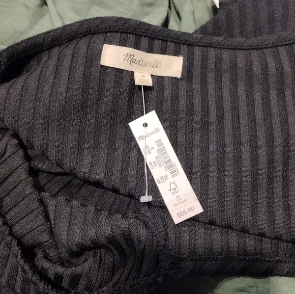NEW Madewell Black Ribbed Square Neck Blouse - Image 3