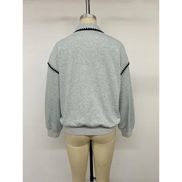 Polo Collar Dropped Shoulder Sweatshirt - Image 13