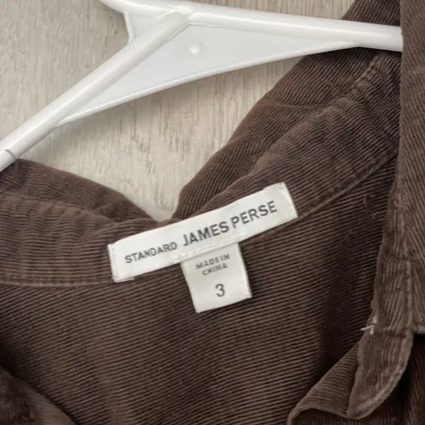 James Perse Shirt cotton corduroy button up long sleeve womens Brown (large) - Image 2