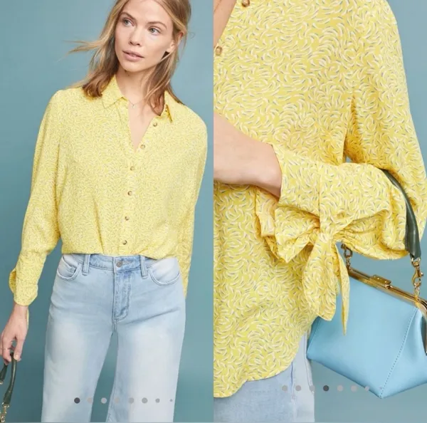 Maeve Anthropologie Blithe Yellow Patterned Button Down ✨ - Image 2