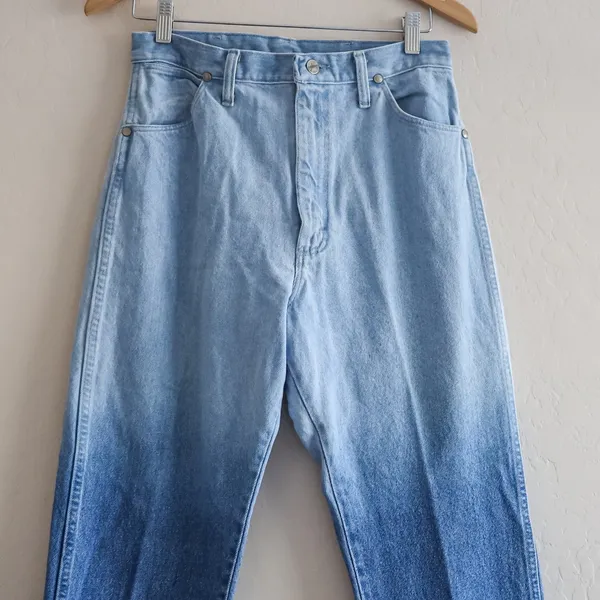 Vintage Wrangler Jeans Cowboy Cut Ombre Dip Dyed Made‎ in USA Size 11x34 14MWZ - Image 10