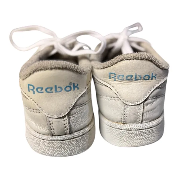 Reebok Women’s Club C 85 Chalk/Sky Blue Leather Sneakers Sz 8 38.5 Well Worn - Image 4