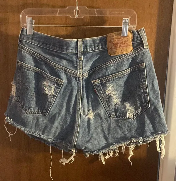 Vintage Levi’s Blue High Waisted Denim Shorts - Image 3
