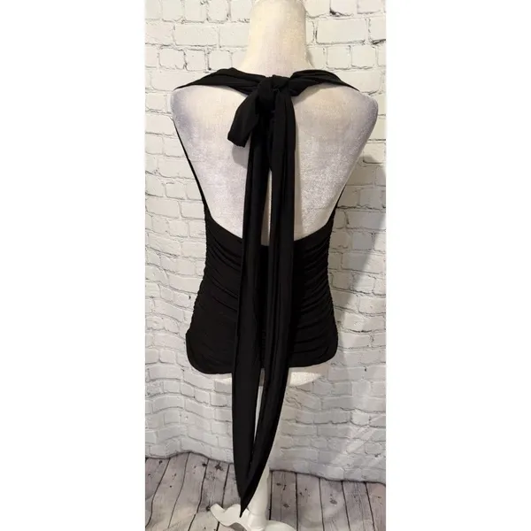 Fredericks of Hollywood Convertible black V-neck top with gathered ruching Large - Image 3