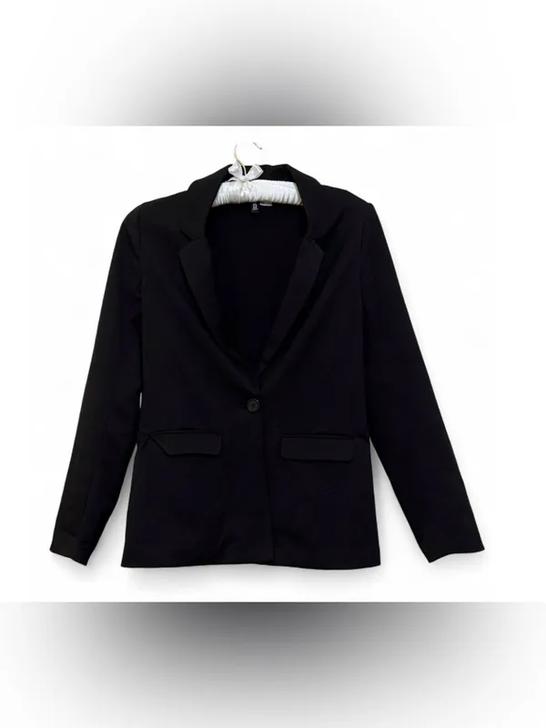 H&M Divided Women’s Long Sleeve Single Breasted One Button Black Blazer Size 4 - Image 2