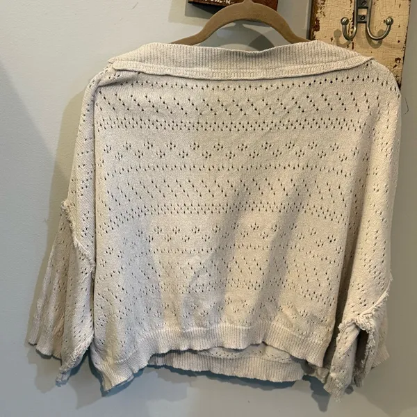 Free People Sandcastle Crop Sweater in White - Image 4