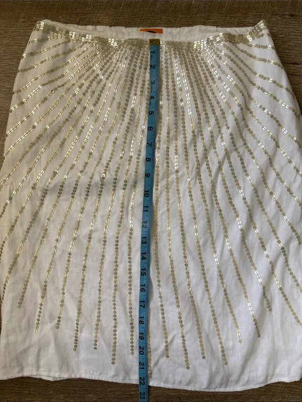 Tory Burch White Sequin Skirt Size 8 - Image 4