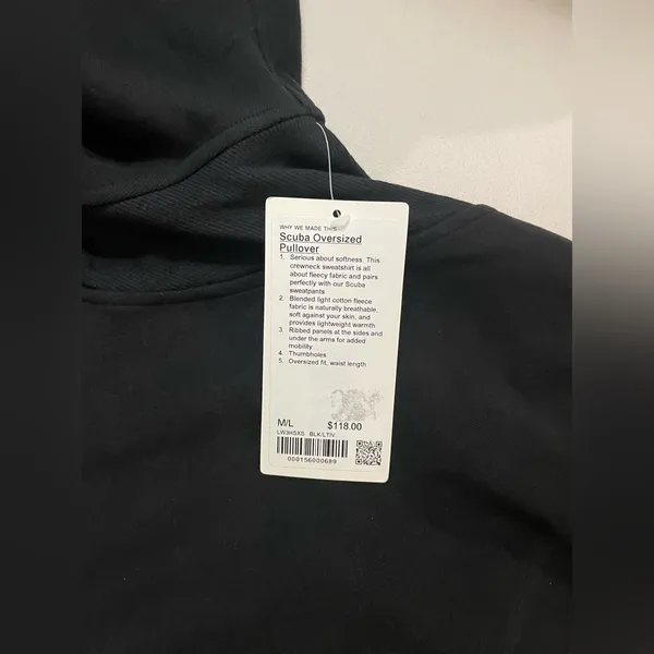 Lululemon NWT Scuba Oversized Pullover Wordmark Black Light Ivory Size M L - Image 9
