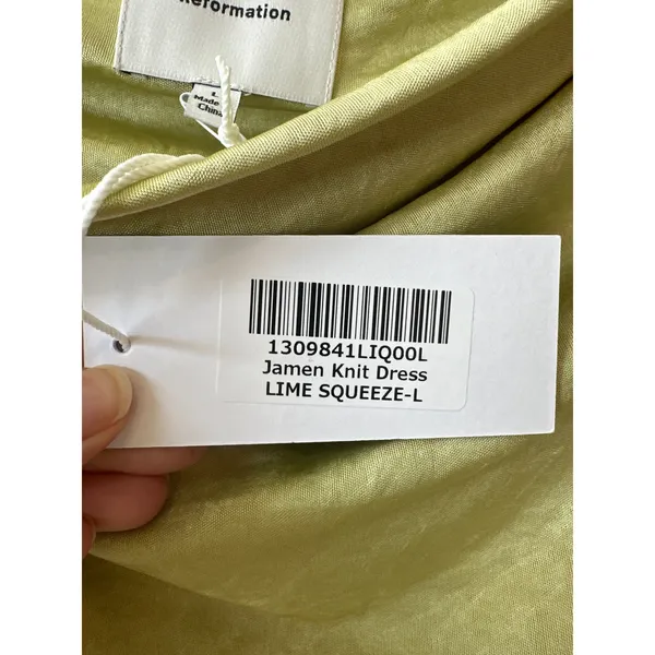 Reformation NWT Jamen Lime Squeeze One Shoulder‎ Knit Maxi Dress Size L - Image 6