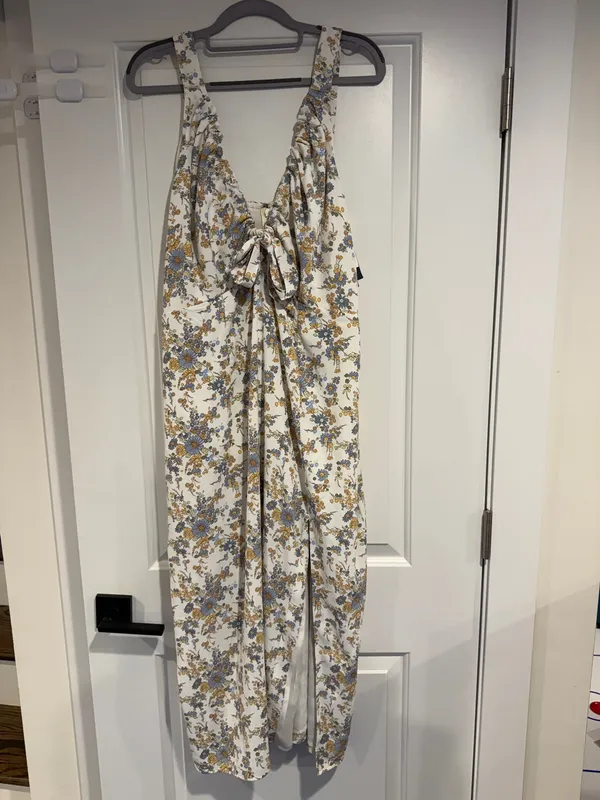 Abercrombie & Fitch Floral Tie Front Midi Dress Women's XL NWT Cottagecore - Image 4