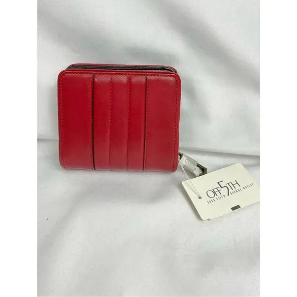 L.A.M.B. Leather Compact Wallet Red Zip Around Gold Logo Plate New NWT - Image 3