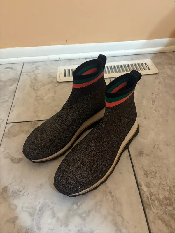 Loeffler Randall Scout Knit Sock Sneakers in Sparkly Black - Image 3