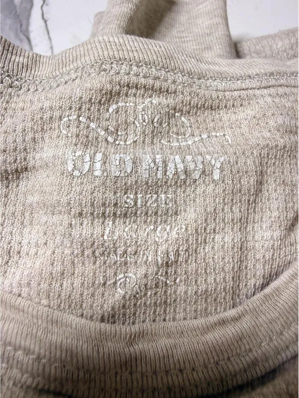 Old Navy Beige Waffle Knit Long Sleeve Top Women’s Medium 100% Cotton Casual - Image 3