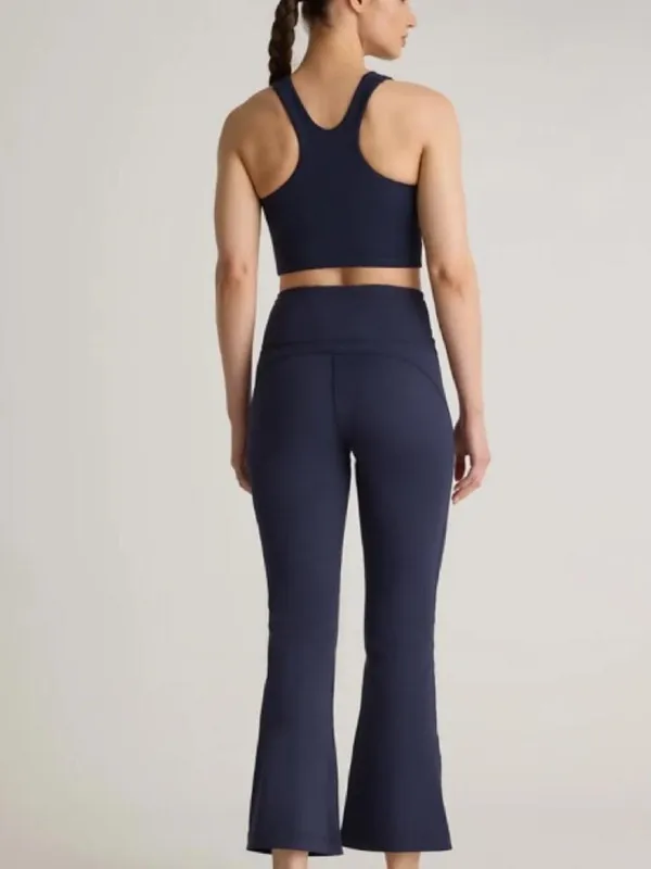 Quince Navy Boot-Cut Cropped Flare Yoga Pants Large Navy - Image 4