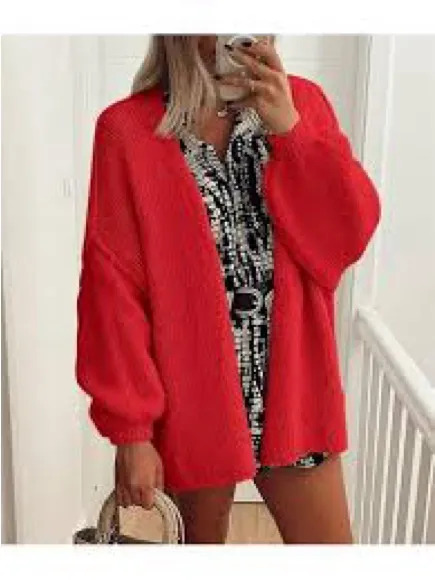 Oversized PRETTYGARDEN Women's Open Front Oversized Cardigan Size S Red - Image 5