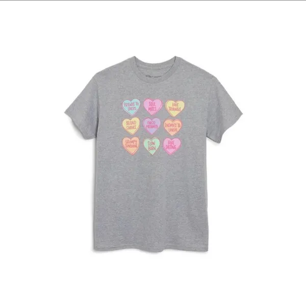 Out of Print Target Romance Tropes Hearts Graphic T-Shirt‎ Gray Womens L - Image 5