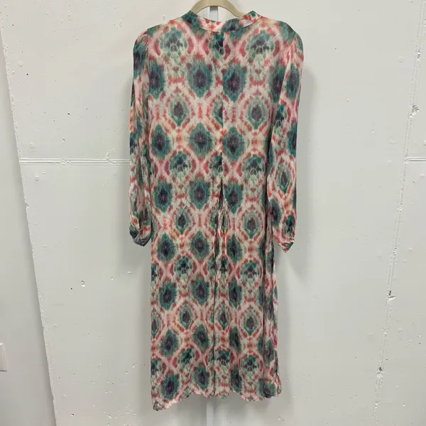 NWT Aldo Martins Capjuluca Greta Ikat Midi Dress Multi Color Button Front Size L - Image 2