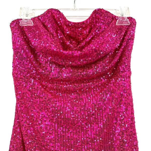 She +‎ Sky size Medium pink sequin sparkly strapless mini dress New with Tags - Image 4