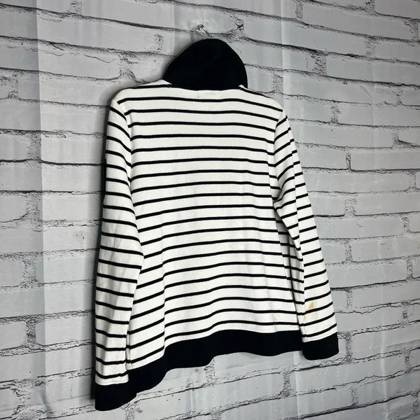 Lauren Ralph Lauren Striped Cowl Neck Sweater White & Black Sz L Cotton Knit Y2K - Image 11
