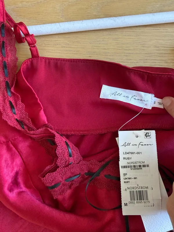 Nordstrom Mini Red Silk Dress - Image 4