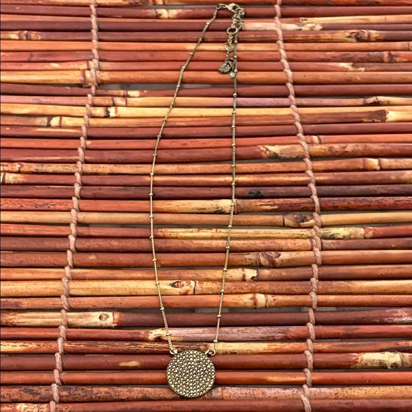 Lucky Brand Antiqued Brass Pave Crystal Disc Necklace 19”-21” - Image 5