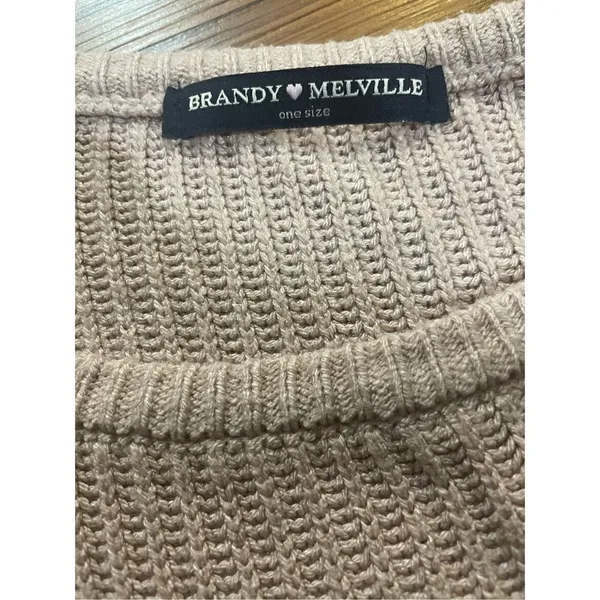 Brandy‎ Melville light brown knit sweater one size - Image 3
