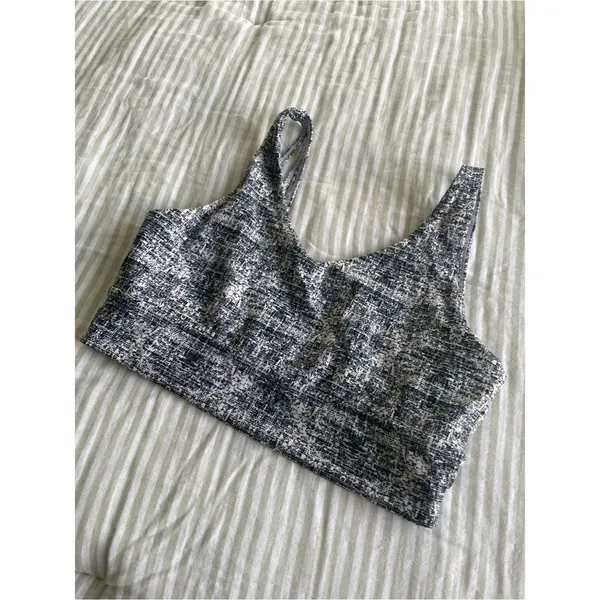 Buffbunny Strappy Back Sports Bra Size Large Black White Print - Image 3