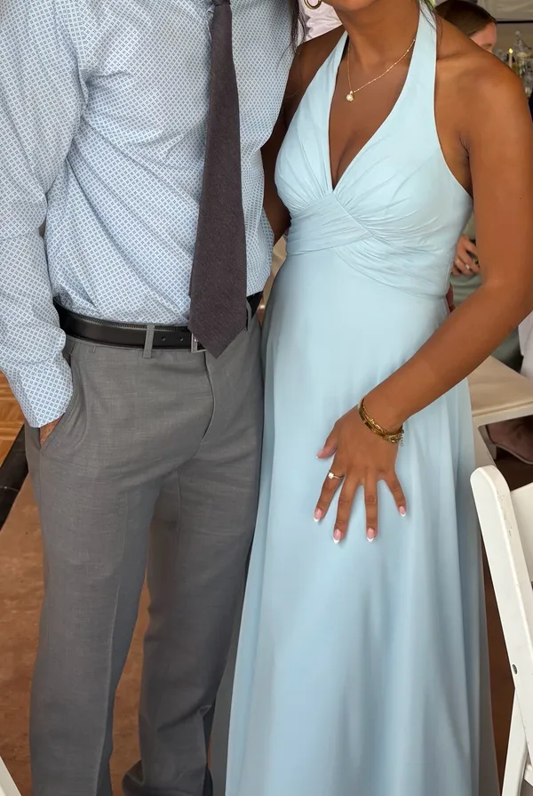 Sky Blue Bridesmaid Azazie Dress - Image 3