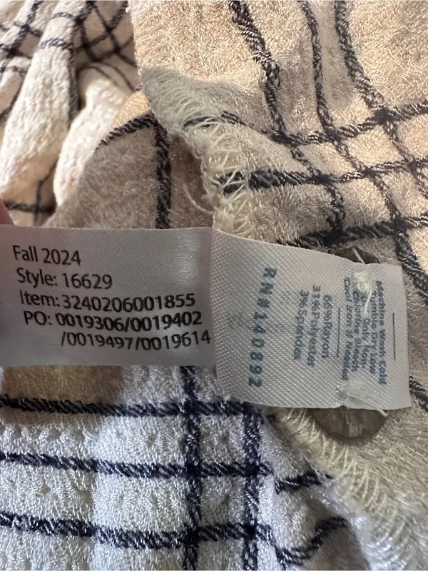 Marine Layer Maeve Maxi Dress NWOT Small Cream Windowpane Plaid Tiered V-Neck - Image 12