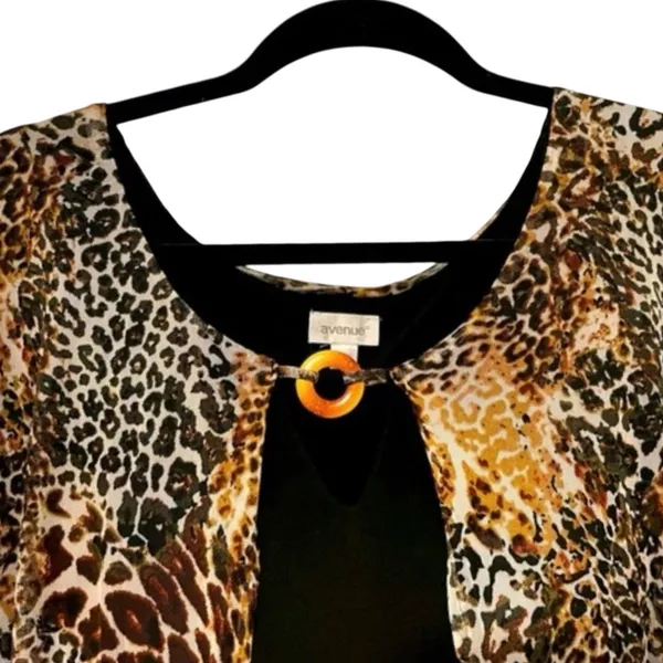 Avenue Tank Top Brown & Black‎ Leopard Print Layered Ring Detail Womens 14/16 - Image 3