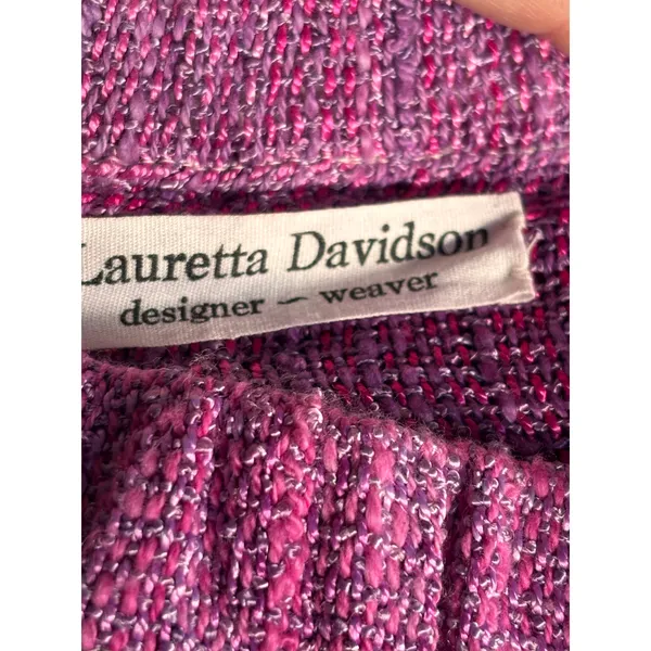 Handmade Vintage Pink Purple Tweed Fringe Skirt‎ Boho Statement Preppy Woven Statement - Image 8