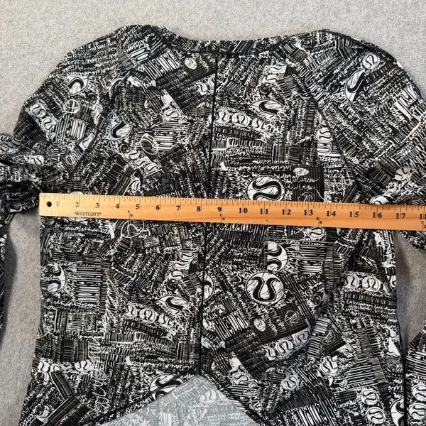 Lululemon Women's 6 Rise and Run Long Sleeve Top Tear it Up Alpine White Black - Image 8