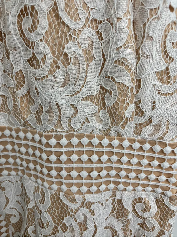 PrettyLittleThing White Lace Nude Illusion Halter Neck Bodycon Dress UK 6 / US 2 - Image 4