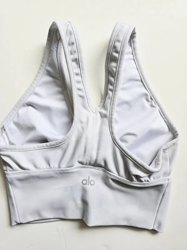 Alo Yoga Wild Thing Sports Bra Womens Small White Ruched Racerback Gym Workout - Image 4