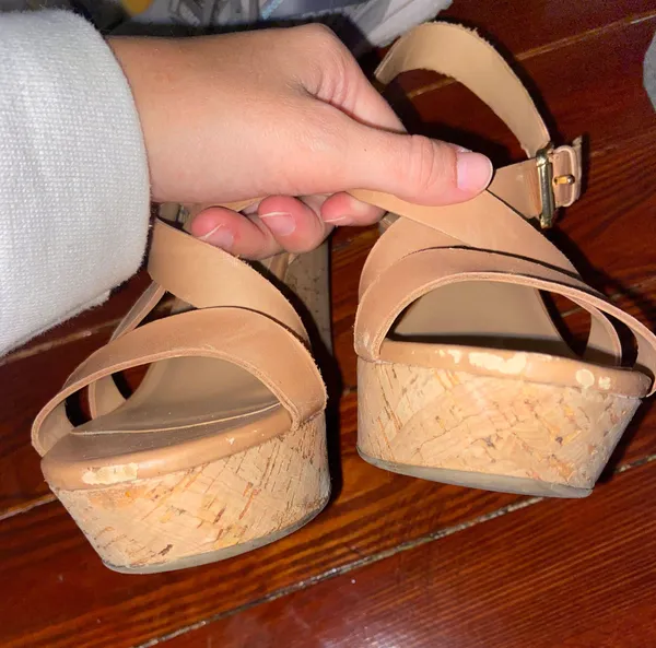 beige cork wedges - Image 2
