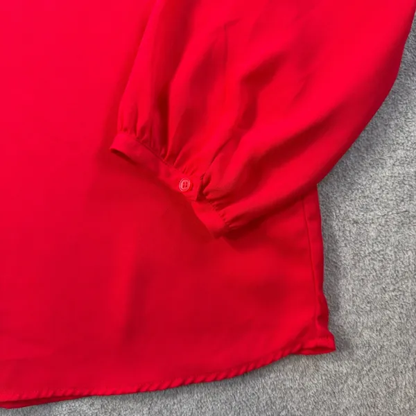 Pleione Women's XL Red Long Sleeve V-Neck Blouse Keyhole Back Top - Image 3