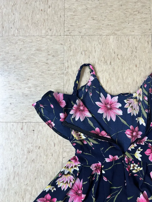 Navy floral dress Blue - Image 3