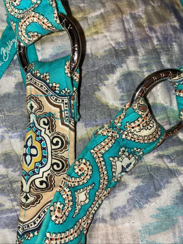 Vera Bradley Totally Turquoise Teal & Brown Tote Bag Shoulder Bag - Image 13