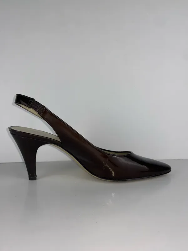 Brown Patent Slingback Heels Size 8.5 Anne Klein - Image 3